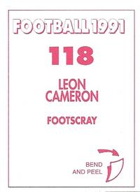 1991 Select AFL Stickers #118 Leon Cameron Back